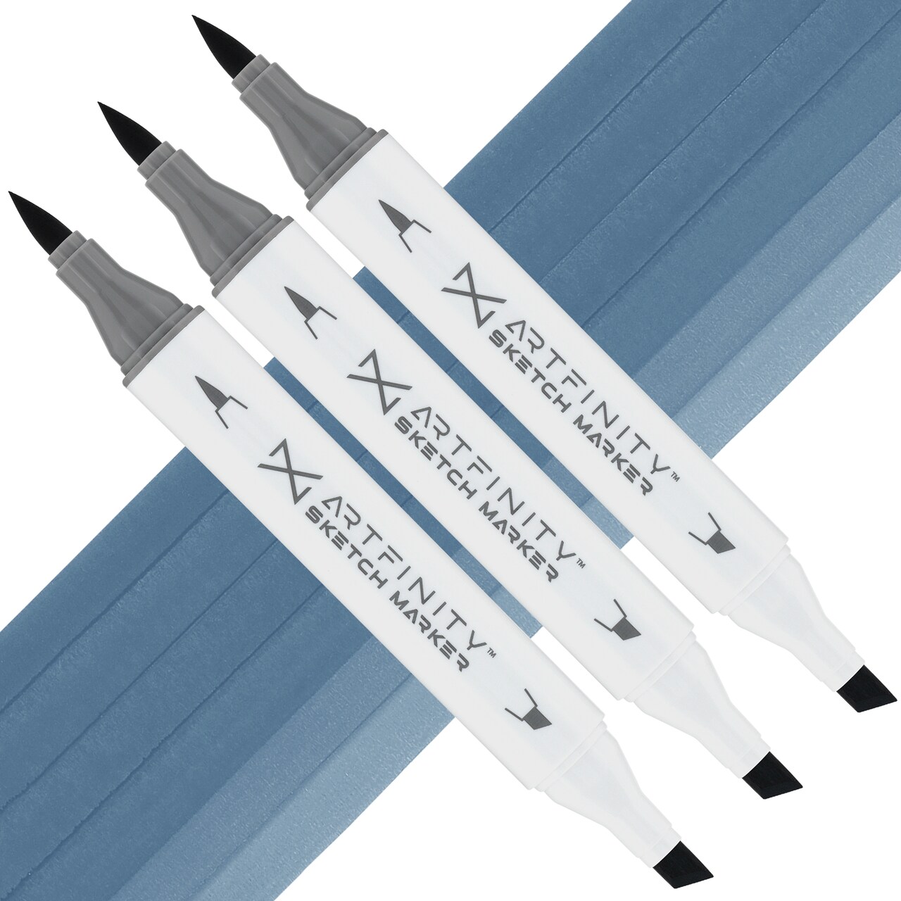 Artfinity Sketch Marker Sets - Set of 3 - Smokey Blue B8-7, Vibrant, Professional, Dye-Based Alcohol Markers for Artists, Drawing, Travel, & More